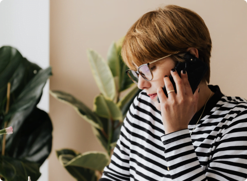 Woman talking on phone